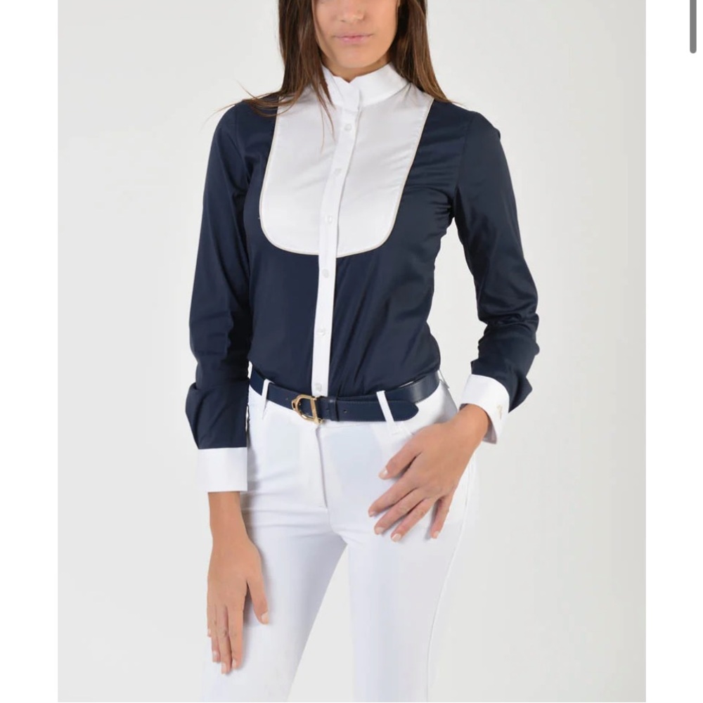 NWT MaKeBe Grace Oxford Button down Shirt - Navy/White size M